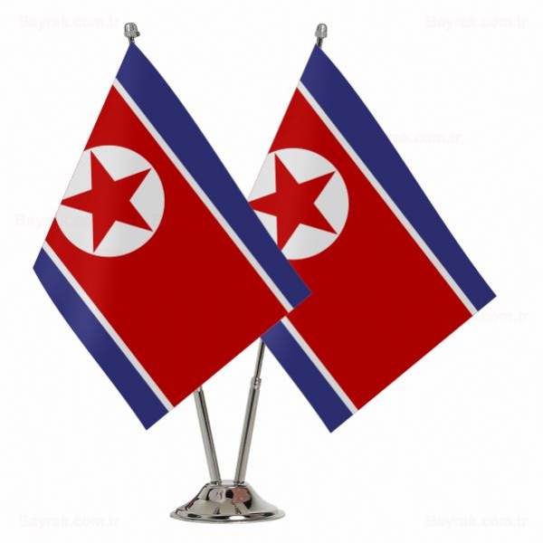 Kuzey Kore 2 li Masa Bayraklar