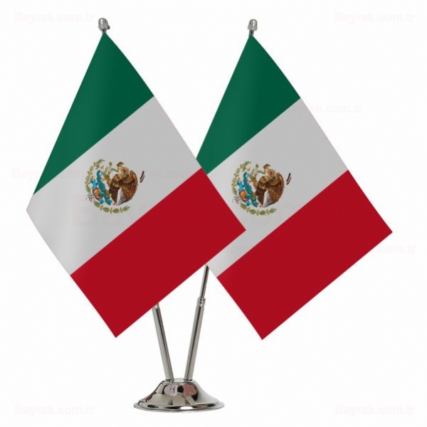 Meksika 2 li Masa Bayraklar