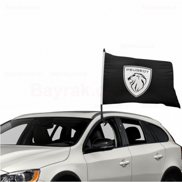 Peugeot Siyah zel Ara Konvoy Bayrak