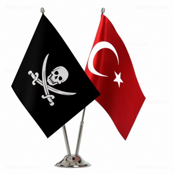 Calico Jack Jolly Roger 2 li Masa Bayraklar