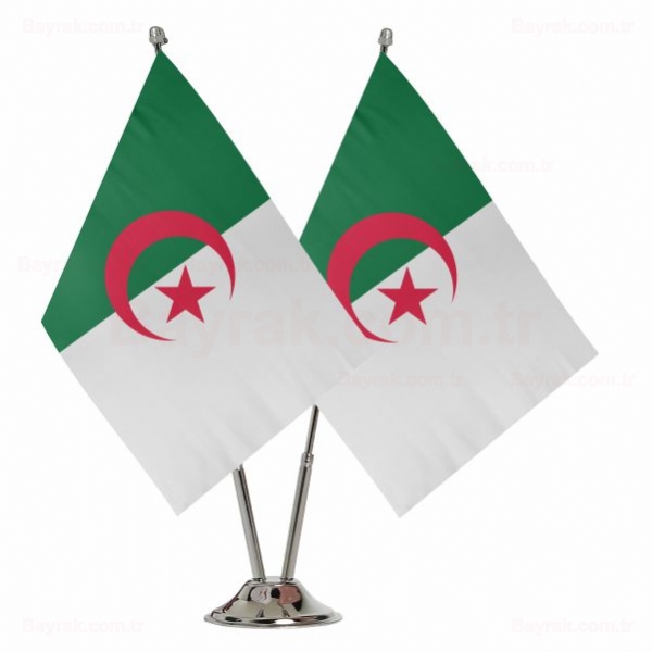 Cezayir 2 li Masa Bayraklar