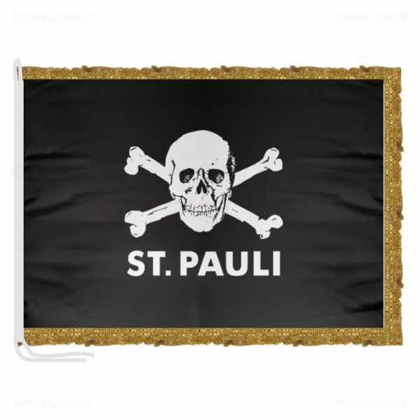FC St Pauli skull and Crossbones Saten Makam Bayrak
