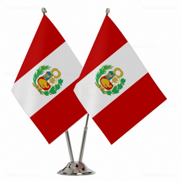 Peru 2 li Masa Bayraklar