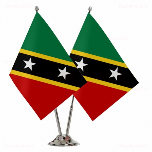 Saint Kitts ve Nevis 2 li Masa Bayraklar