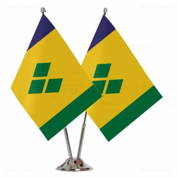 Saint Vincent ve Grenadinler 2 li Masa Bayraklar