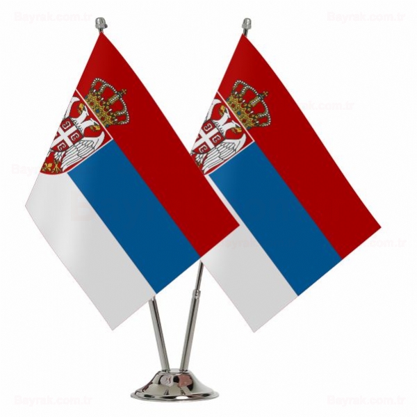 Srbistan 2 li Masa Bayraklar
