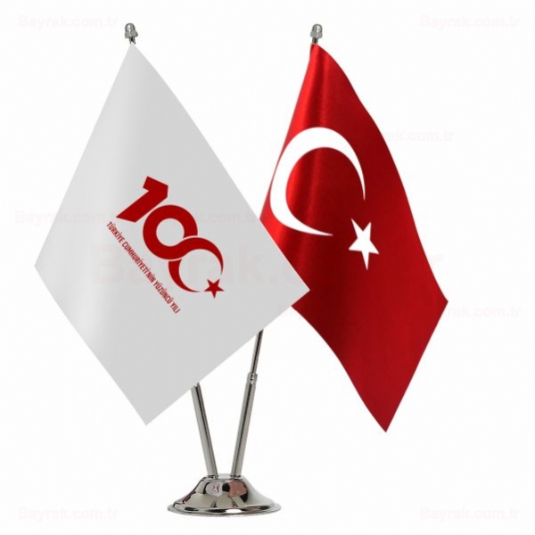 Trkiye Cumhuriyetinin 100.Yl 2 li Masa Bayrak